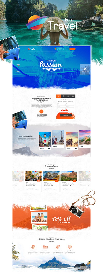 Easy Travel WordPress Theme Design branding graphic design travel ui vacation