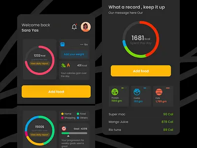Glorious.Me Health & Wealth App app darkmode dashboard design glorious health money track wealth