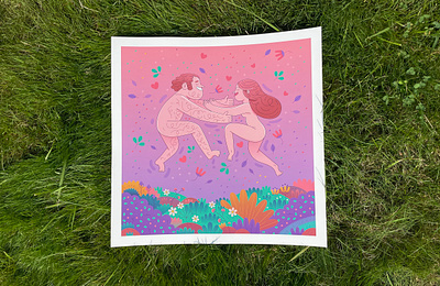 L♥VE couple decoration flower grass love nature print spring summer