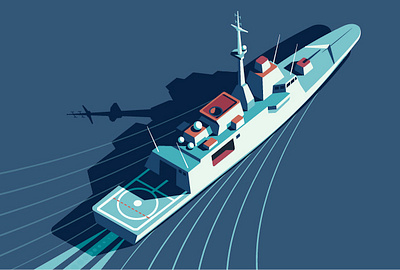 Defense digital editorial folioart illustration military peter greenwood ship vector