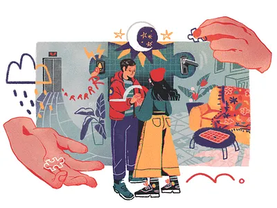 Long-Term camelia pham character conceptual digital editorial folioart illustration relationship texture