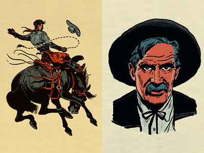 Spot illustrations for G.A.R.M. Co. actions cowboy cowboys g.a.r.m. co. garm company growcase illustration photoshop action set ps action