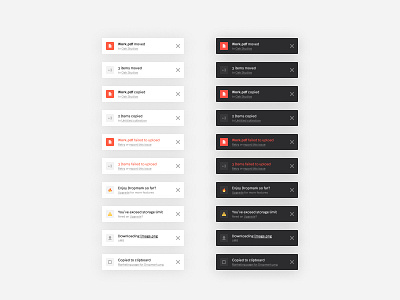 Dropmark Toast Notification alert app branding component darkmode design dropmark figma graphic design message notification toast trend ui ui design ui kit uiux warning web design