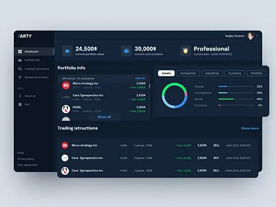 ARTY - Product/UX/UI Design dashboard design finance fintech flumberg invest landing shares ui ux web website