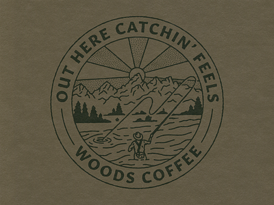 Catchin' Feels badge fishing fly fishing hoodie merch national parks outdoor pen and ink river shirt stream trees