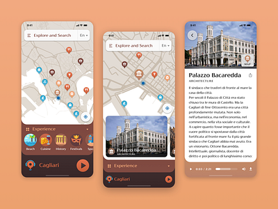 Travel App app attractions branding color design explore italy map material natural pin travel ui