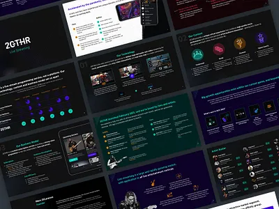 Pitch Deck - Video conferencing music platform dark mode deck design graphic design pitch deck design slide design