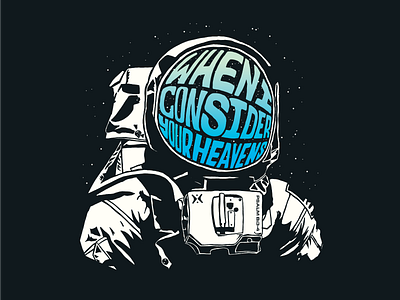 Heavens astronaut church design gradient graphic design hand drawn hand lettering heavens helmet illustration nasa planets procreate reflection rocket space spaceship stars texture typography