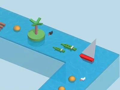 Crocodiles! 3d boat crocodile game