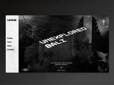 Unexplored Bali | Landing page concept dailyui dark design grain graphic design graphicdesign landingpage minimal textures ui uiux web website