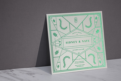 Green on Green Save The Date colorplan foil green green design green foil green wedding letterpress wedding