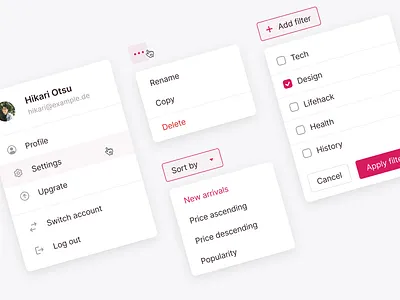 DailyUI 016 Popover 016 dailyui dashboard filter pop up popover sort