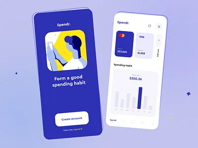 Spendr: Spending Habit App 3d animation app branding crypto app design fintech app illustration logo mobile app money app nft nft app onboarding ui uidesign ux uxdesignmastery vector