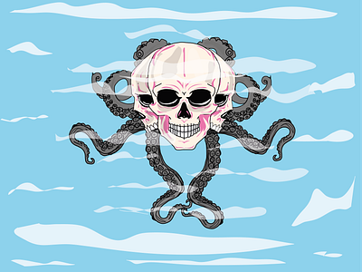 KrakenSkull design draw illustration vector