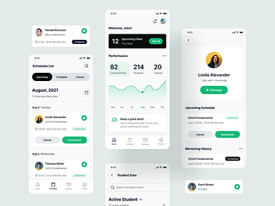 Private Mentoring App Exploration appointment b2b class clean dashboard interaction ios mentoring minimal mobile app modern online class saas schedule school statistic task teacher tutoring ui ux