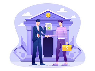 Bank Loan Illustration bank banking contract credit debt finance financial flat illustration illustration investment landing loan money savings