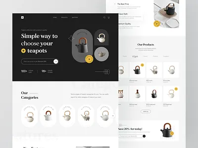 Teapoty - Website Exploration ✨ aesthetic card categories classic clean ecommerce furniture furniture app furniture shop grey landingpage property shop store teapot ui ux web design website website design