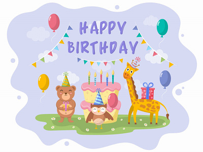 Animal Birthday Party Free Illustration animal animals birthday celebrate celebrity design free freebie freevector graphics illustration illustrations illustrator vector