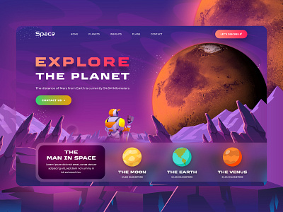 Space travel website 3d abustudio82 branding graphic design home page illustration landing page logo planets popular design rocketship space travel space travel web site spaceship trend 2021 ui web webdesign website design