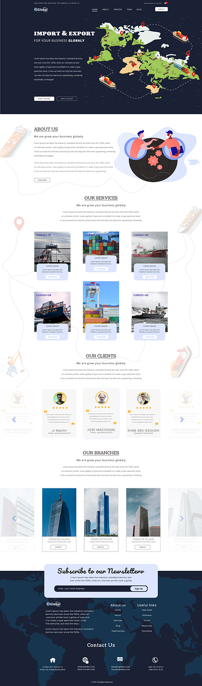 Import & Export Service Website Landing Page landingpage psd uidesign uiux websitelandingpage