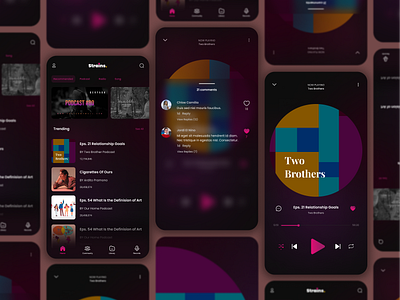 Strains - Audio Platform Mobile App clean design mobile ui web