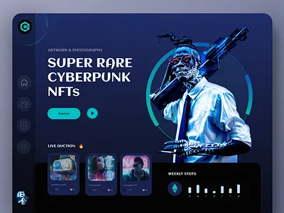 Cyberpunk NFT Marketplace black community cryptocurrency cyberpunk dark mode design figma graphic design homepage landing page landing page design minimal neon nft nft art ui ui ux uidesign visual design website