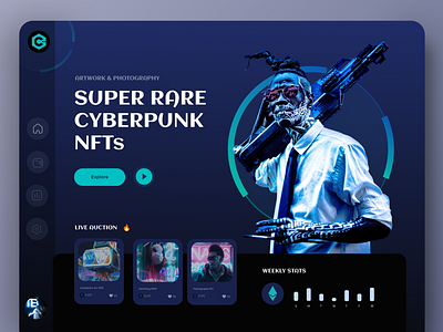 Cyberpunk NFT Marketplace black community cryptocurrency cyberpunk dark mode design figma graphic design homepage landing page landing page design minimal neon nft nft art ui ui ux uidesign visual design website