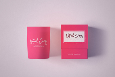 Natural Cherry Candle Packaging branding candle cherry mockup packaging red