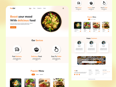 Foodel - Delivery Food Website delivery food design food landing page ui uidesign uiux web webdesign website