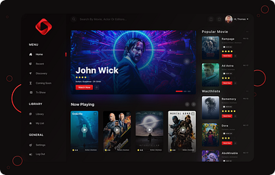 Movie Streaming Dashboard cinema dark concept dark theme design movie platform service streaming uiux