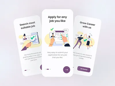 Zoofy - Job searching app 2021 design app app onboarding app ui app ux best shot job job finder app job search app minimal modern onboarding popular simplicity trending ui ux ux design