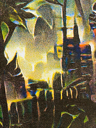 Jungle Deco RISO GAN detail cityscape futuristic ganart jungle print riso risograpn textures vqgan