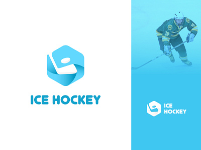 Ice Hockey Logo blue brand identity branding clean creative design gradient graphic design hockey ice icehockey icehockeylogo illustration logo snow sport ui ux vector white