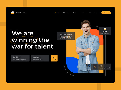 Job Finder - Landing Page Exploration dark ui hiring platform hiring platform web design home page design job finder job finder landing page job finder web design job finder website job portal job search job search platform job search platform design landing page design landing page ui responsive web design uiux design web design web design concept web design interface website ui design