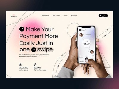 landing page - banking bank banking design gradient graphic design hands minimal mobile app money transaction ui ux web