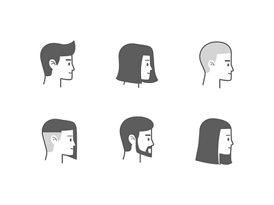 People avatars - Profile view avatar clean design face head icon illustration people profile side simple social vector view