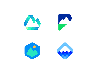 Peakforce branding geometric hexagon identity logo mark mountain negative space p logo peak software symbol tech technology