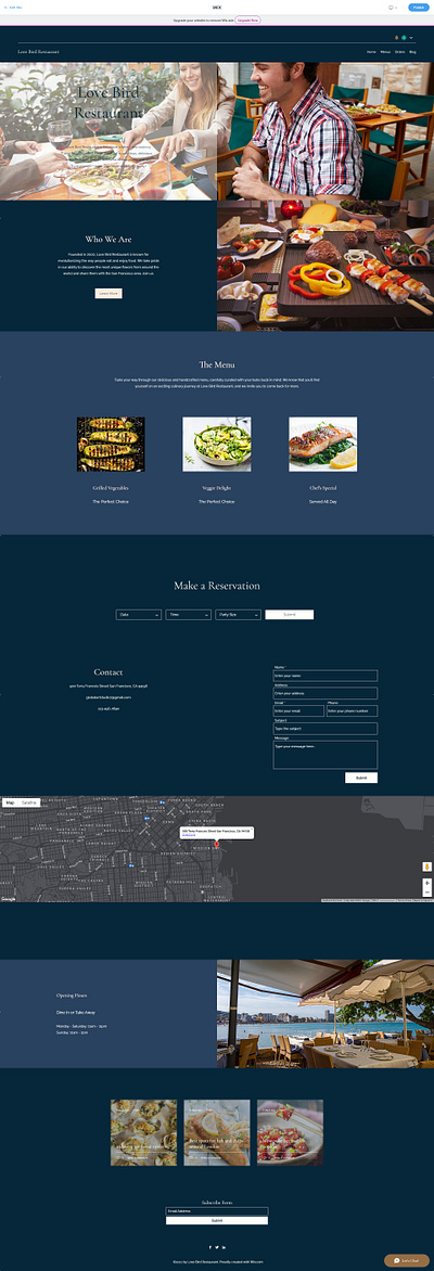 Wix Love Bird Restaurant Website Design food delivery restaurant restaurant ui design restaurant web template wix restaurant