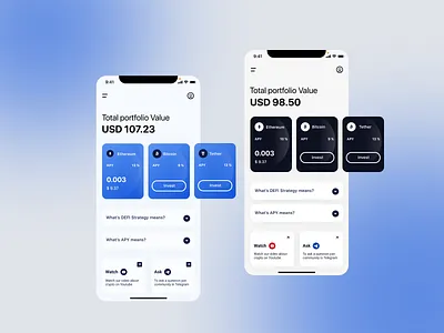 Crypto investment app | Mobile app UX UI design app blockchain crypto cryptocurrency design mobile mobile app mobile app design mobile design token ui