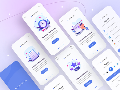 Blog App Onboarding 2021 app blog blogging branding design designer illustration interface logo mobile app onboarding typography ui uiux ux vector