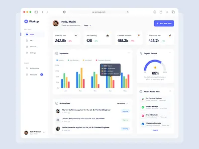 Job Management Dashboard clean dashborad design job layout ui uiux website