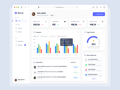 Job Management Dashboard clean dashborad design job layout ui uiux website