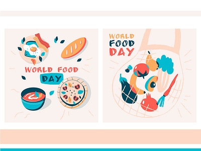 World Food Day avocado bag color colorful cute day design food illustration minimal pizza products simple texture tote vector