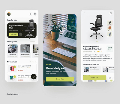 Remote Working Gadget - E-commerce App app design interfacedesign ui ux