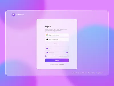 Glassmorphism Sign In page blockchain design eth glassmorphism login minimal nft register signin signup transparent ui ux web website