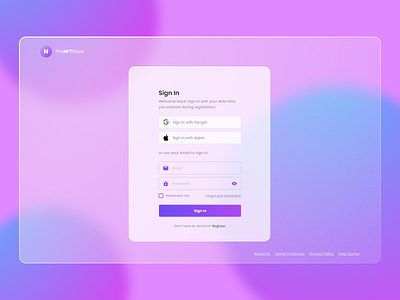 Glassmorphism Sign In page blockchain design eth glassmorphism login minimal nft register signin signup transparent ui ux web website