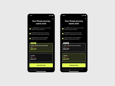 Fitness Program Subscription branding cuberto dark ui design fitness neonui payment subscription yellowgreen