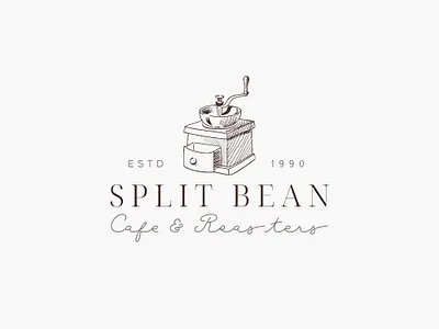 Split Bean Logo beans brand identity branding cafe coffee cursive design handwriting illustration label logo roasters typography