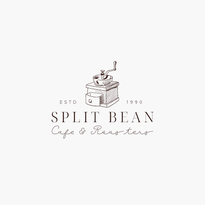 Split Bean Logo beans brand identity branding cafe coffee cursive design handwriting illustration label logo roasters typography