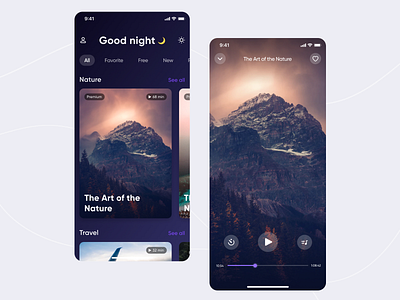 Sleep Timer – iOS Mobile app concept app blinkagency blinkagencynet calm design health interaction interface ios meditation mindfulness mobile mobile app mobile application product sleep sleeptimer ui ux wellness